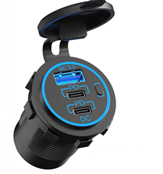 Chargeur 12/24V encastré 1x usbA 2x usbC,  (QC 3.0, PD)