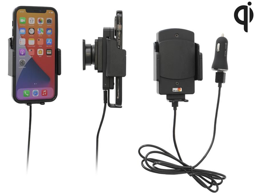 Brodit support/chargeur Qi 61-83/ 6-11mm USB all.cig.